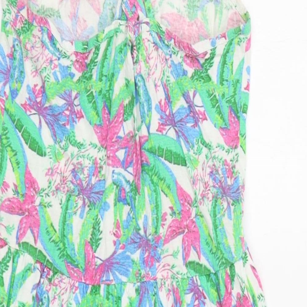 Ocean Club Womens Multicoloured Floral 100% Cotton Skater Dress Size 6 Round Neck Pullover