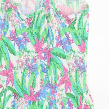 Ocean Club Womens Multicoloured Floral 100% Cotton Skater Dress Size 6 Round Neck Pullover