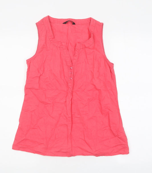 F&F Womens Pink Polyester Basic Blouse Size 10 V-Neck