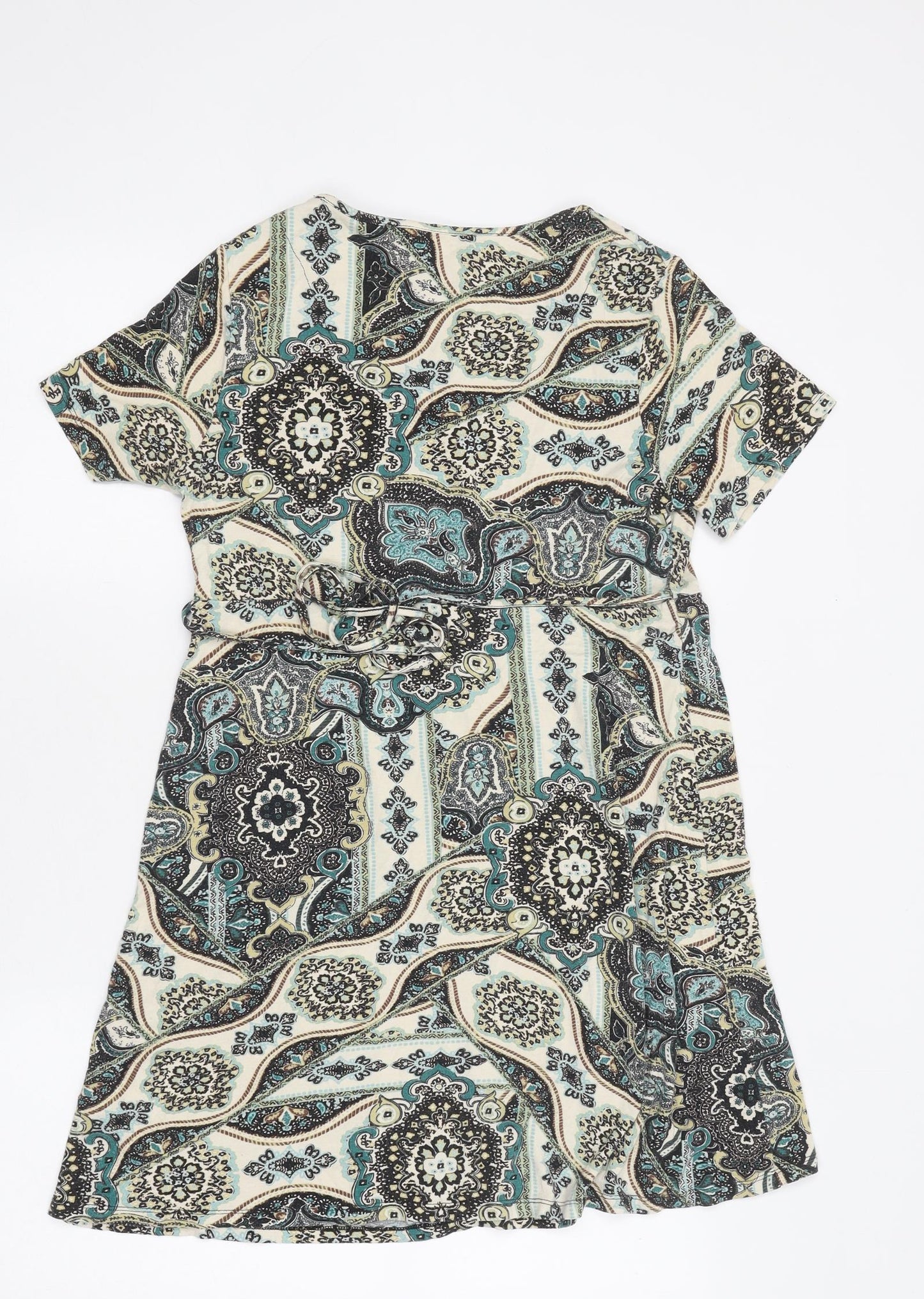 TU Womens Multicoloured Geometric Polyester A-Line Size 12 Scoop Neck Pullover