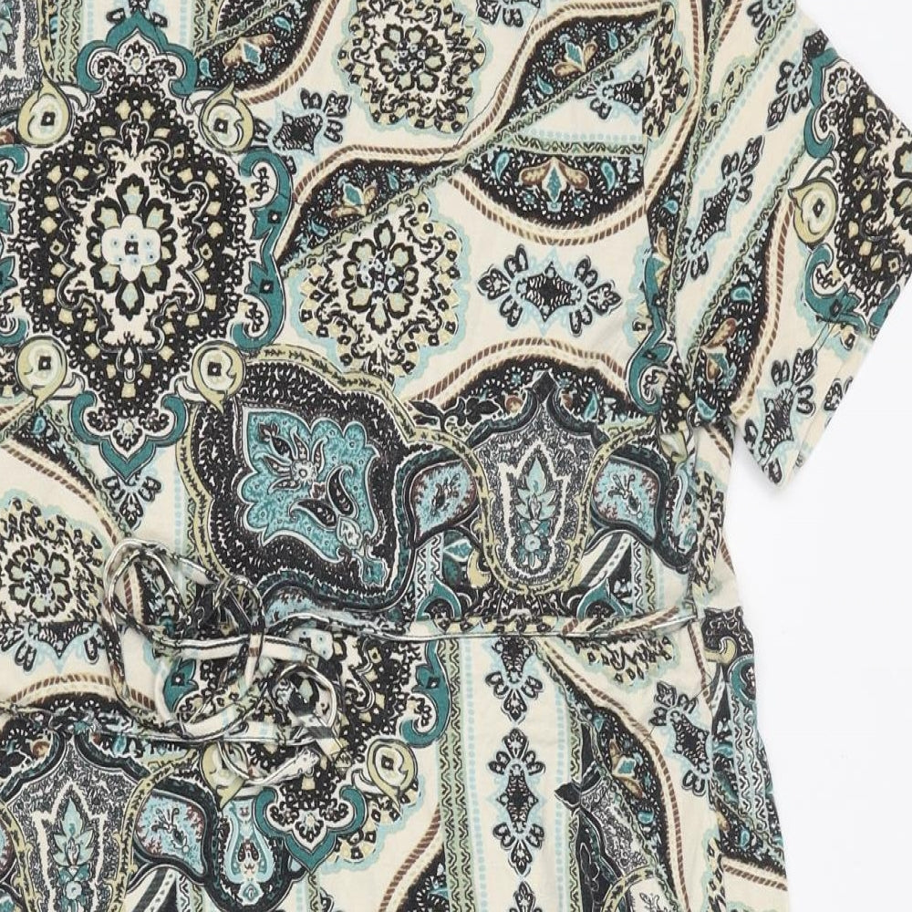 TU Womens Multicoloured Geometric Polyester A-Line Size 12 Scoop Neck Pullover