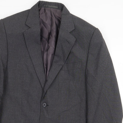 F&F Mens Grey Polyester Jacket Suit Jacket Size 38