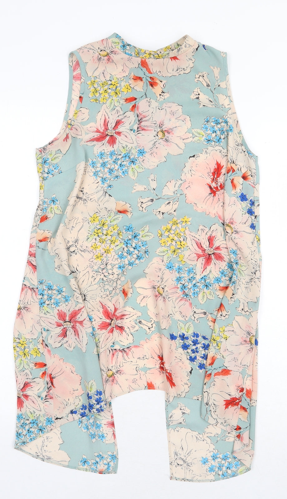 Primark Womens Multicoloured Floral Polyester Tunic Blouse Size 8 Round Neck