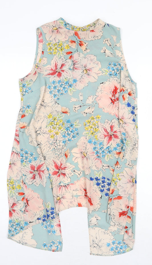 Primark Womens Multicoloured Floral Polyester Tunic Blouse Size 8 Round Neck
