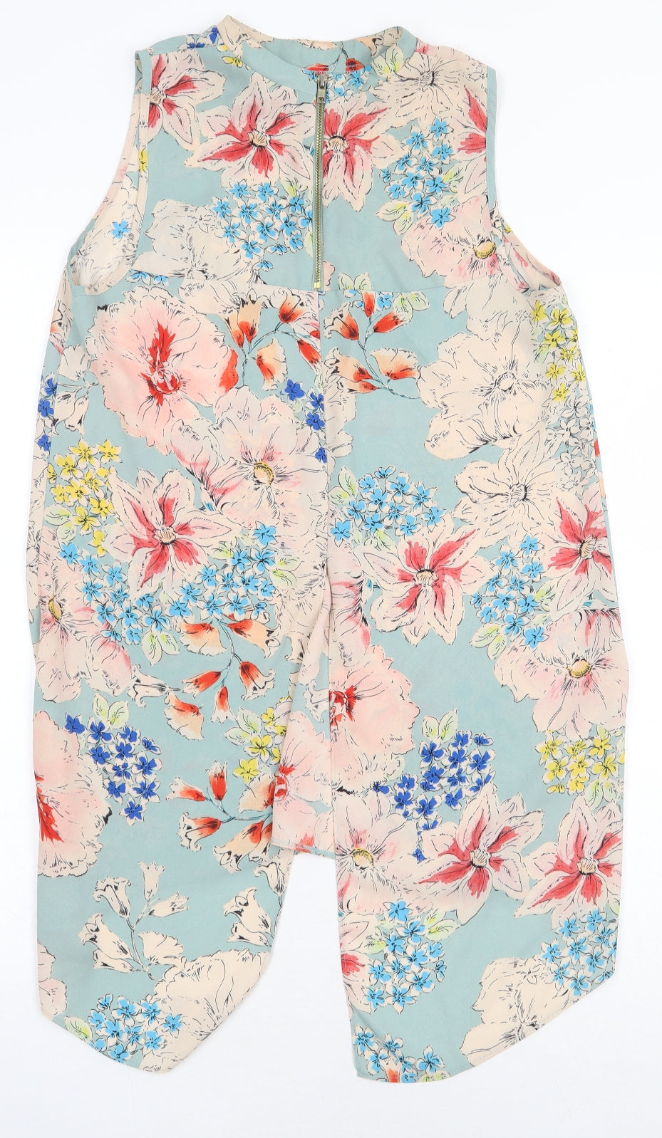 Primark Womens Multicoloured Floral Polyester Tunic Blouse Size 8 Round Neck