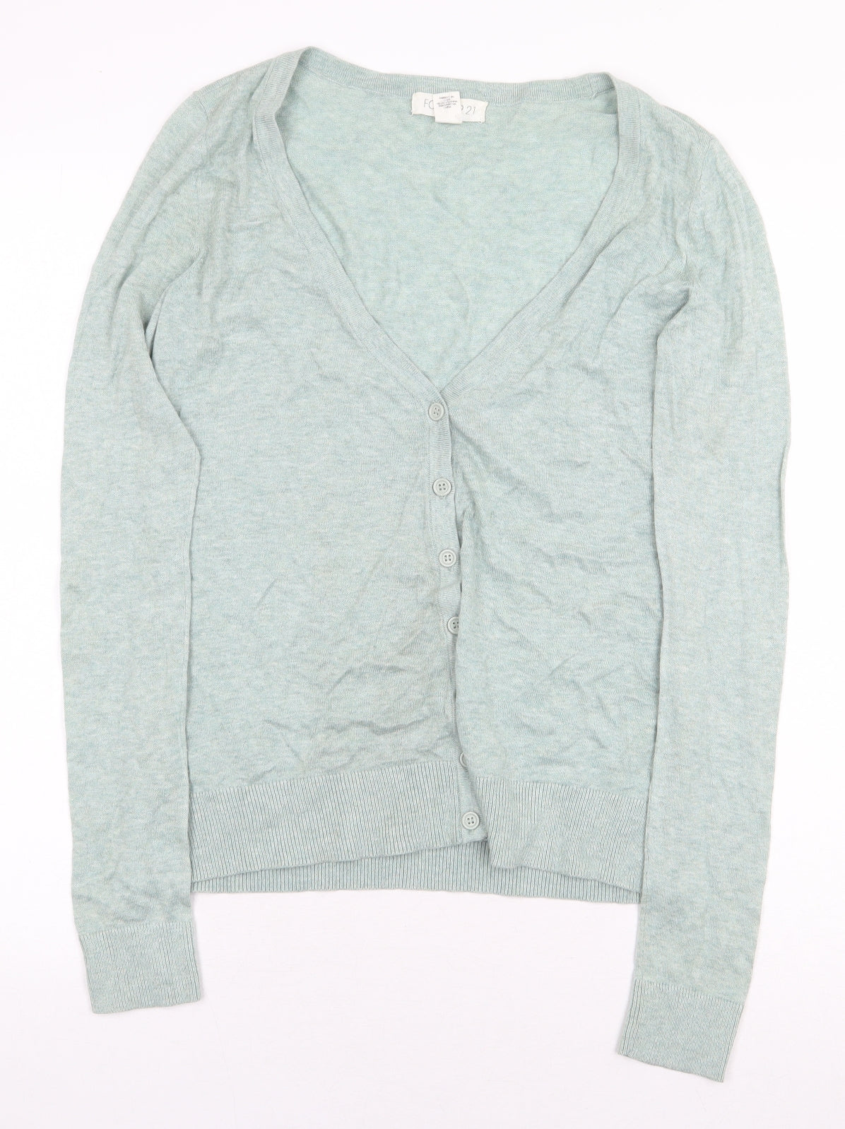 FOREVER 21 Womens Green Square Neck Cotton Cardigan Jumper Size S