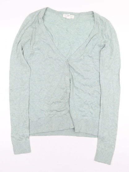 FOREVER 21 Womens Green Square Neck Cotton Cardigan Jumper Size S