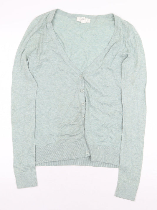 FOREVER 21 Womens Green Square Neck Cotton Cardigan Jumper Size S