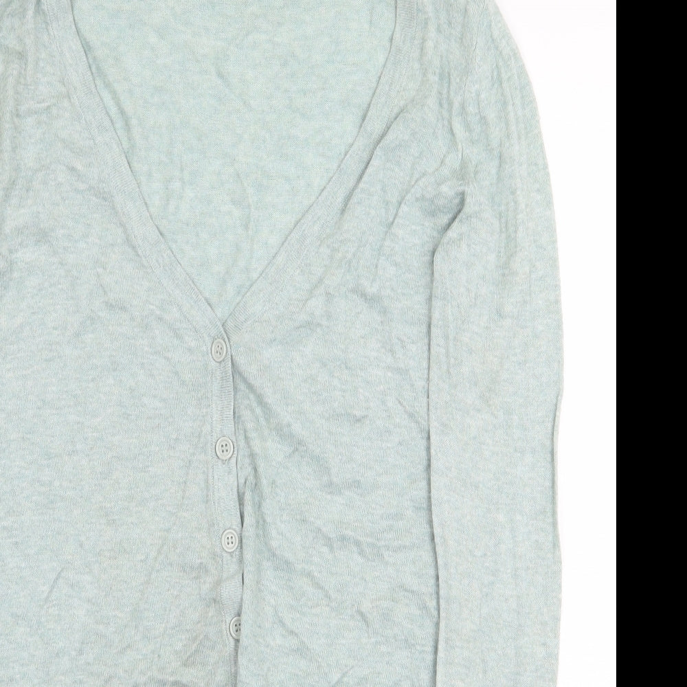 FOREVER 21 Womens Green Square Neck Cotton Cardigan Jumper Size S