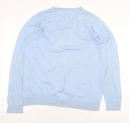 George Mens Blue Cotton Pullover Sweatshirt Size L