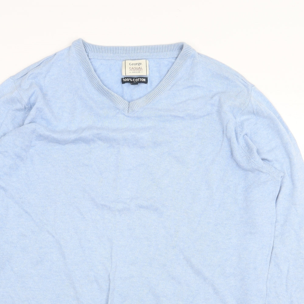George Mens Blue Cotton Pullover Sweatshirt Size L