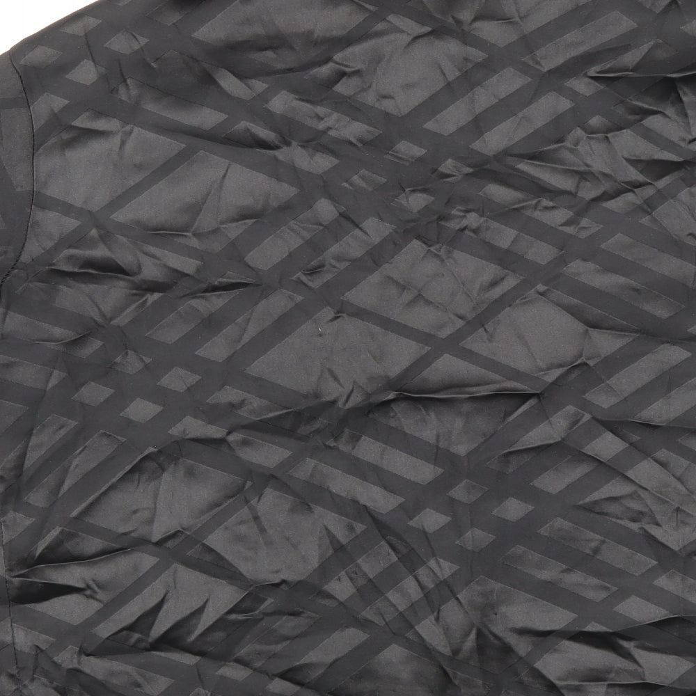 SheIn Womens Black Geometric Polyester Basic Button-Up Size 8 Collared