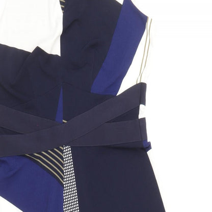 NEXT Womens Multicoloured Geometric Polyester A-Line Size 12 V-Neck Zip - Asymmetric