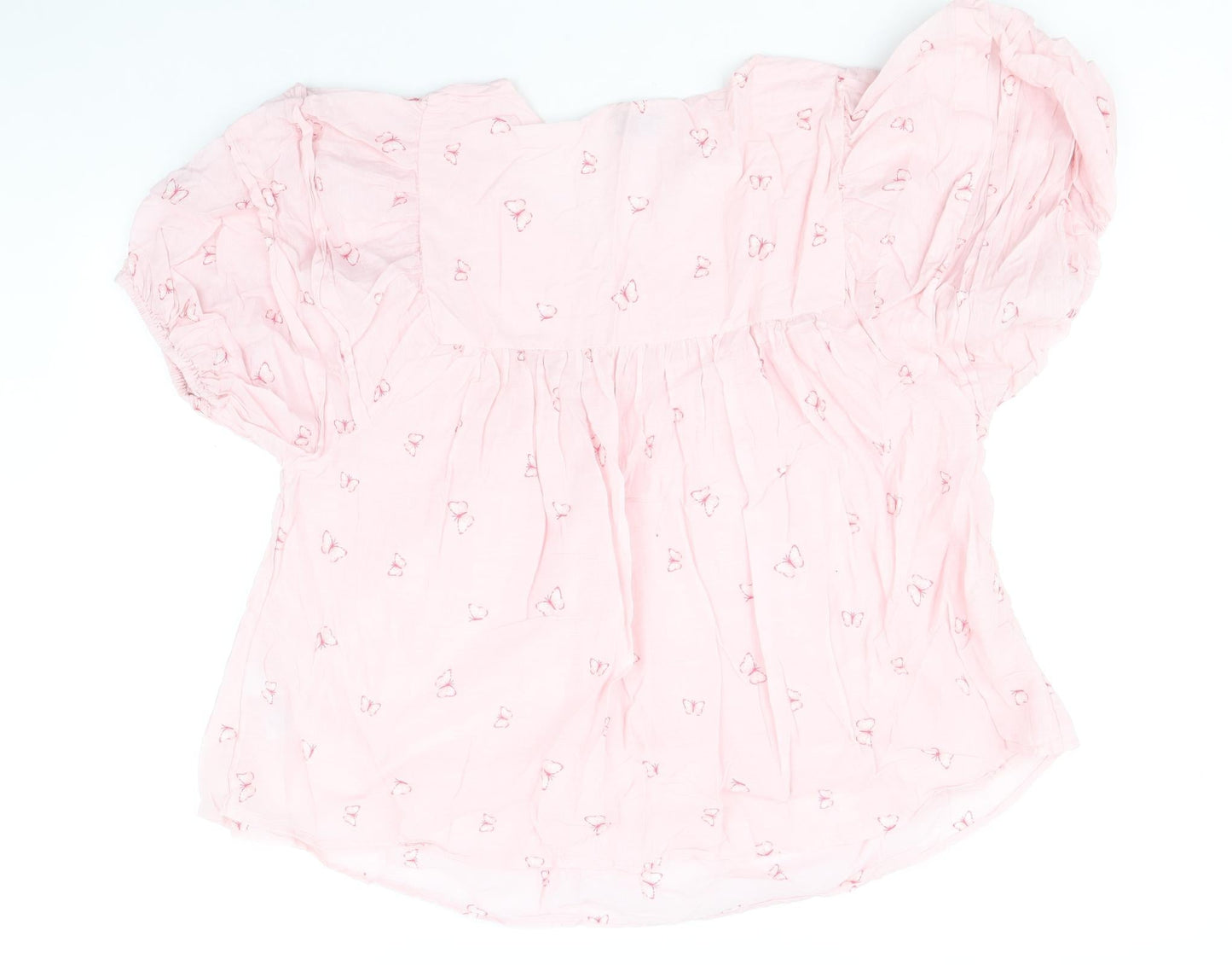 F&F Womens Pink Geometric Cotton Basic Blouse Size 20 V-Neck - Butterfly Print