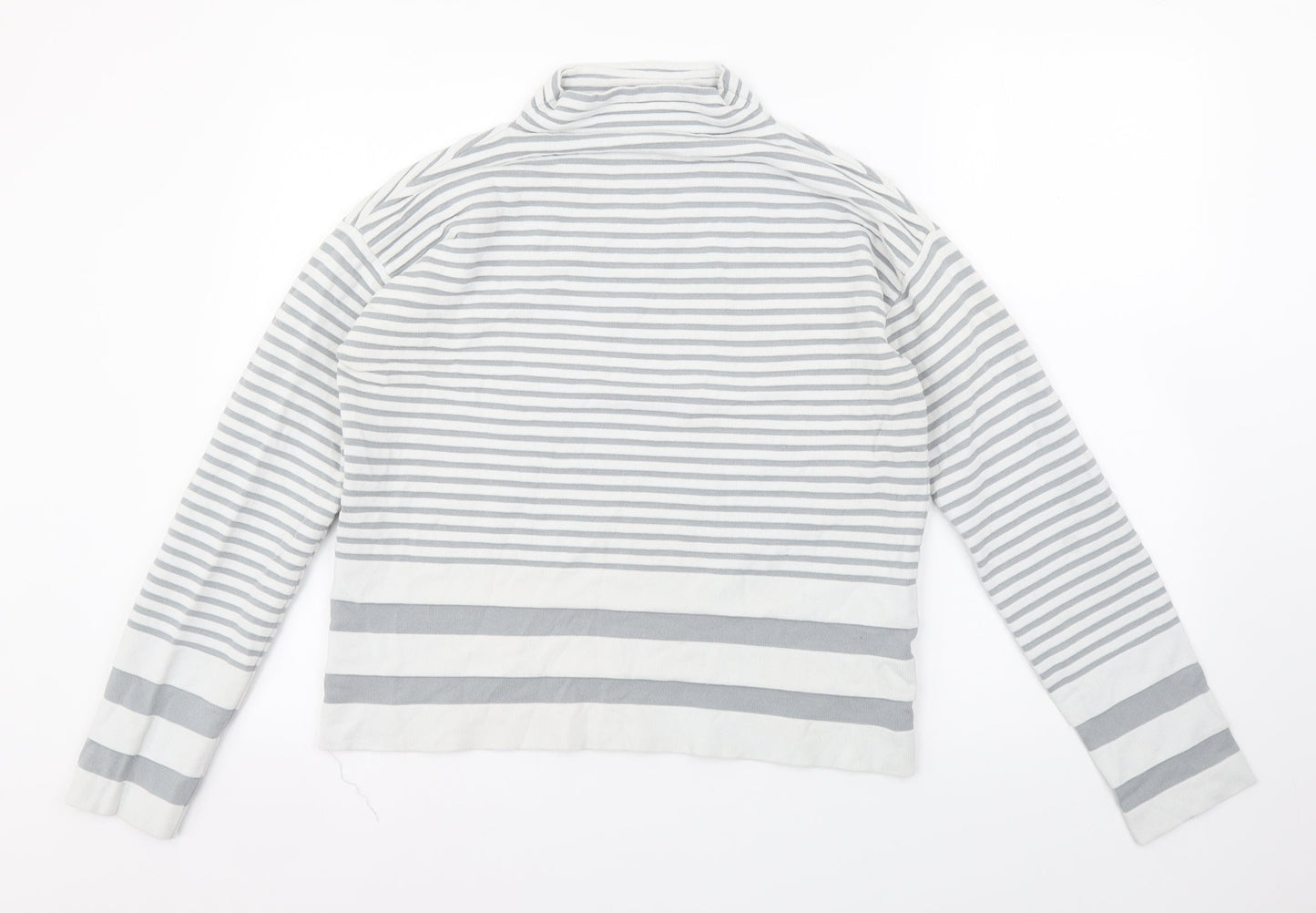 Finery Womens Grey Mock Neck Striped Viscose Pullover Jumper Size 12