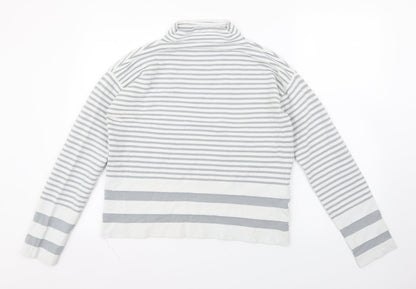Finery Womens Grey Mock Neck Striped Viscose Pullover Jumper Size 12