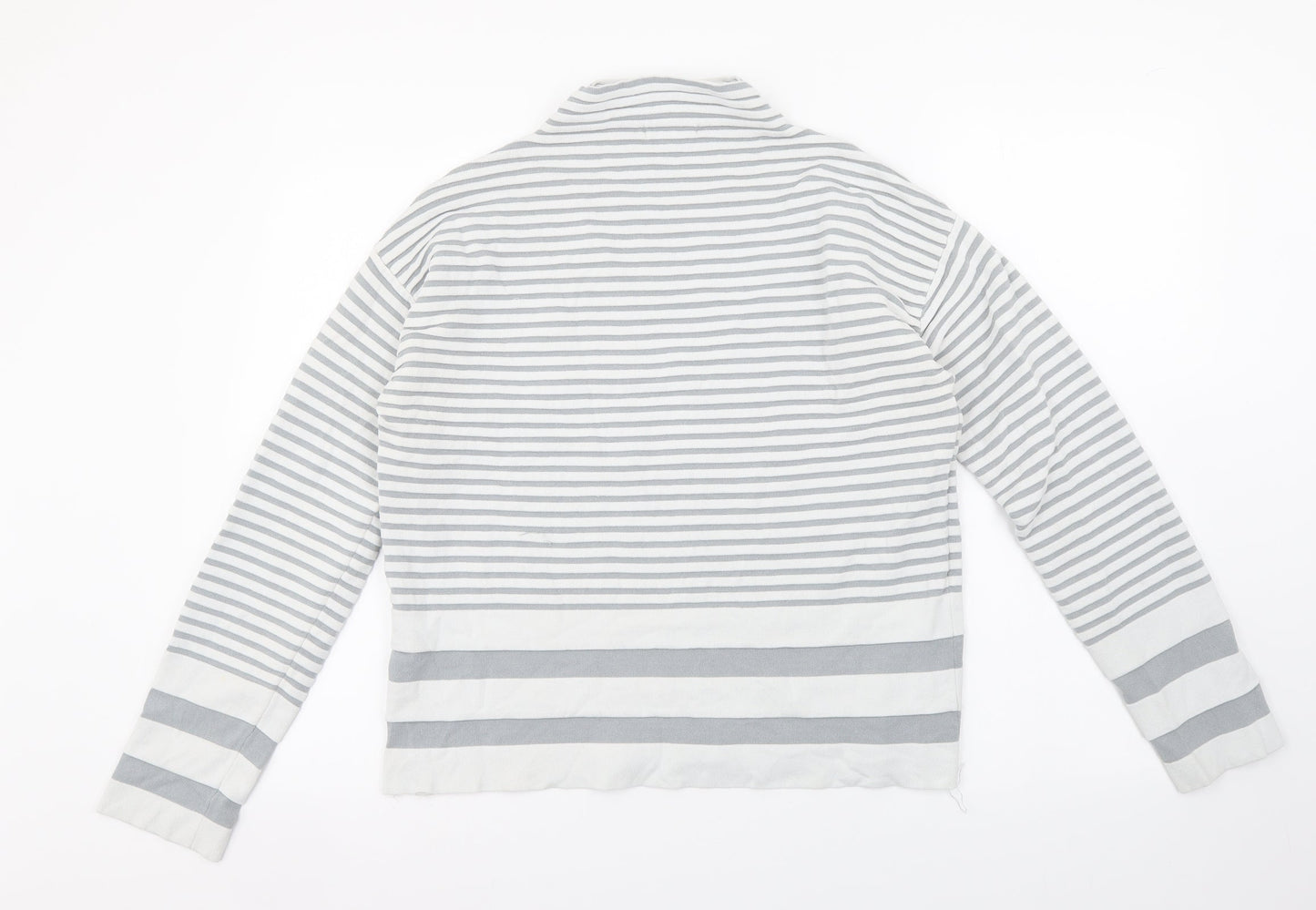 Finery Womens Grey Mock Neck Striped Viscose Pullover Jumper Size 12