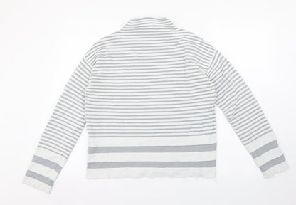 Finery Womens Grey Mock Neck Striped Viscose Pullover Jumper Size 12