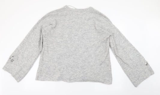 Primark Womens Grey Round Neck Acrylic Pullover Jumper Size L