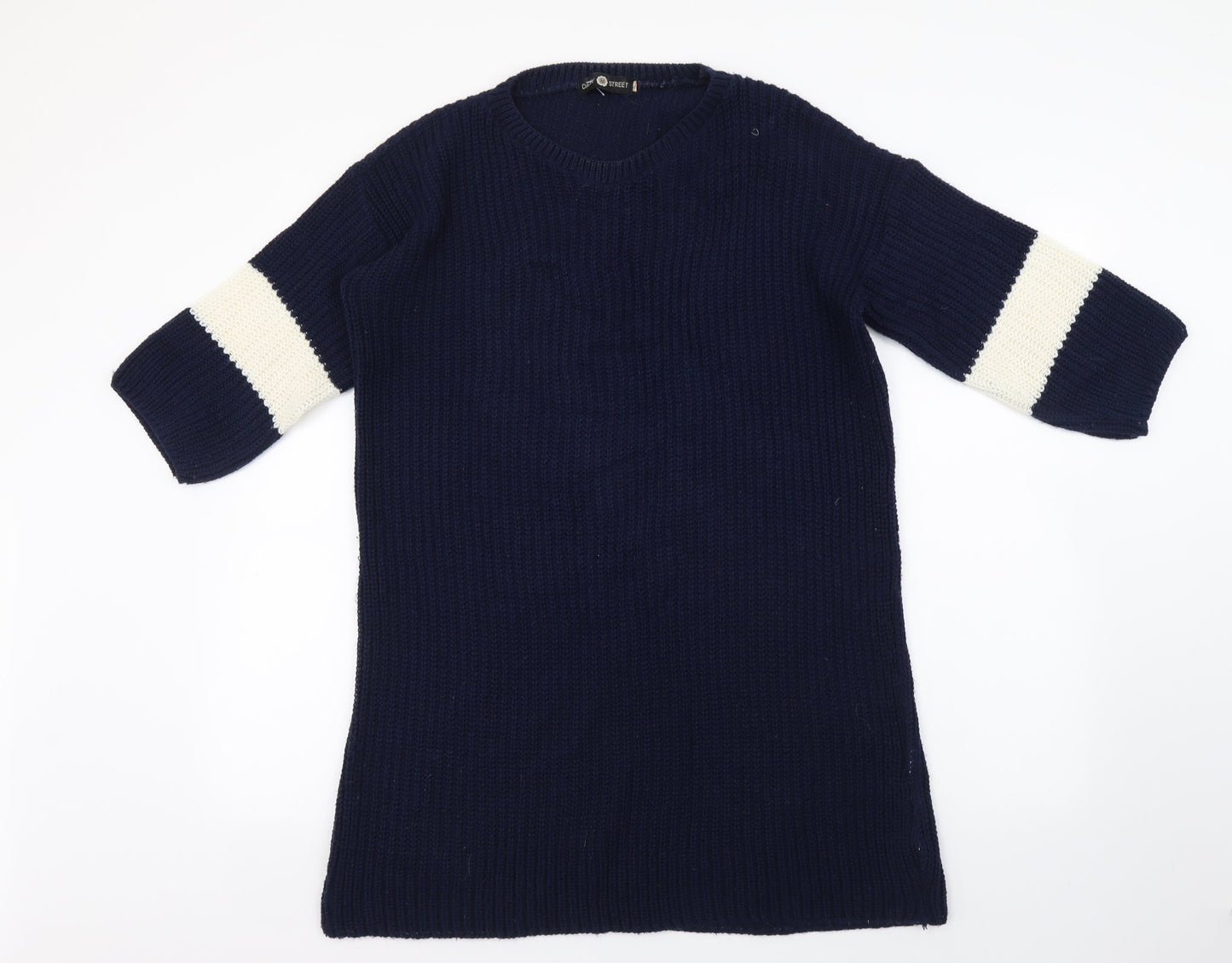 Daisy Street Womens Blue Acrylic Jumper Dress Size 8 Round Neck Pullover