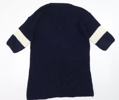 Daisy Street Womens Blue Acrylic Jumper Dress Size 8 Round Neck Pullover