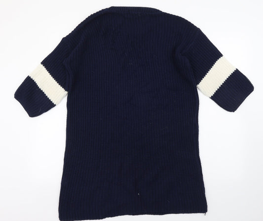Daisy Street Womens Blue Acrylic Jumper Dress Size 8 Round Neck Pullover