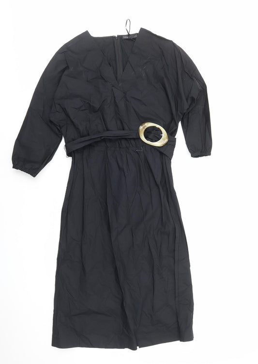 Autograph Womens Black Cotton A-Line Size 10 V-Neck Zip