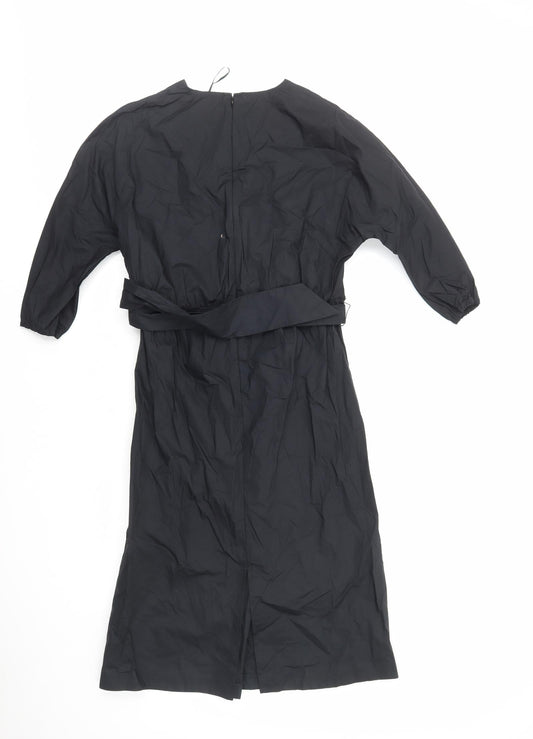 Autograph Womens Black Cotton A-Line Size 10 V-Neck Zip