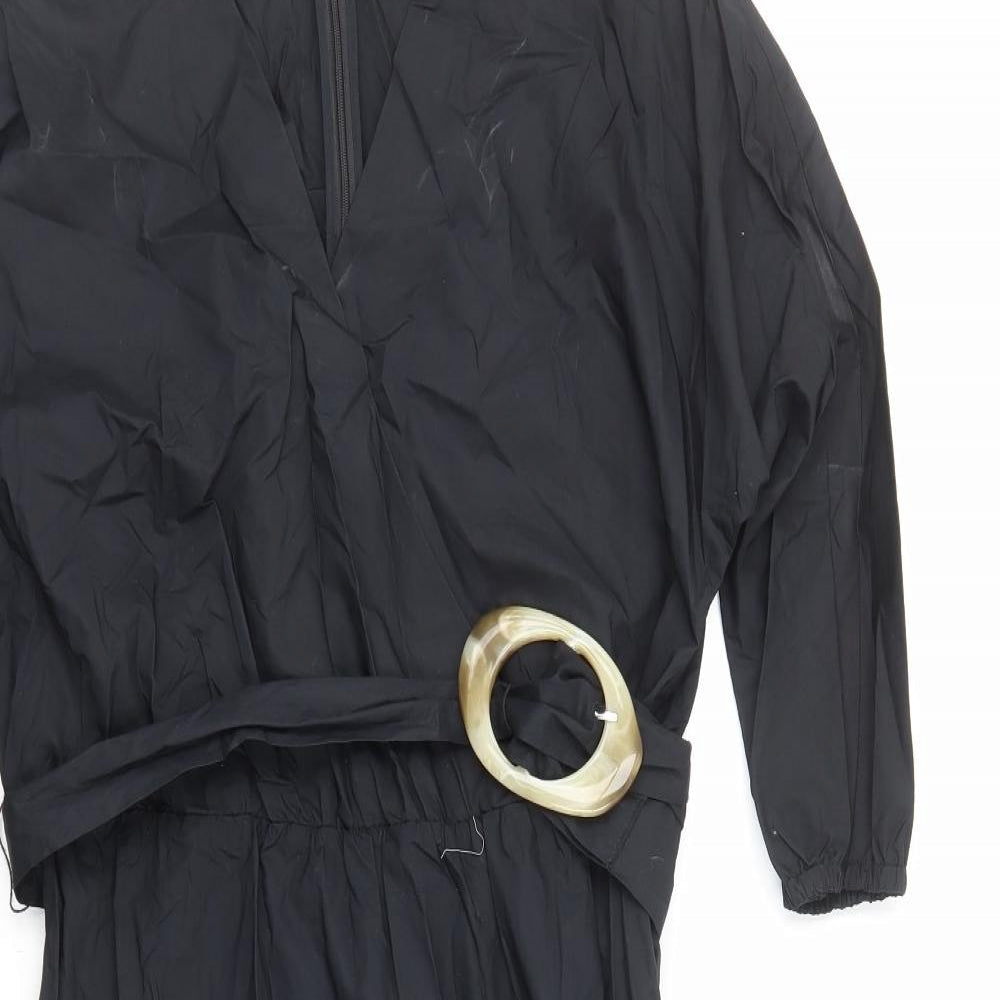 Autograph Womens Black Cotton A-Line Size 10 V-Neck Zip