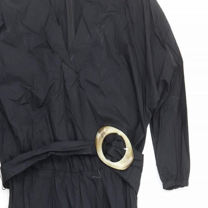 Autograph Womens Black Cotton A-Line Size 10 V-Neck Zip