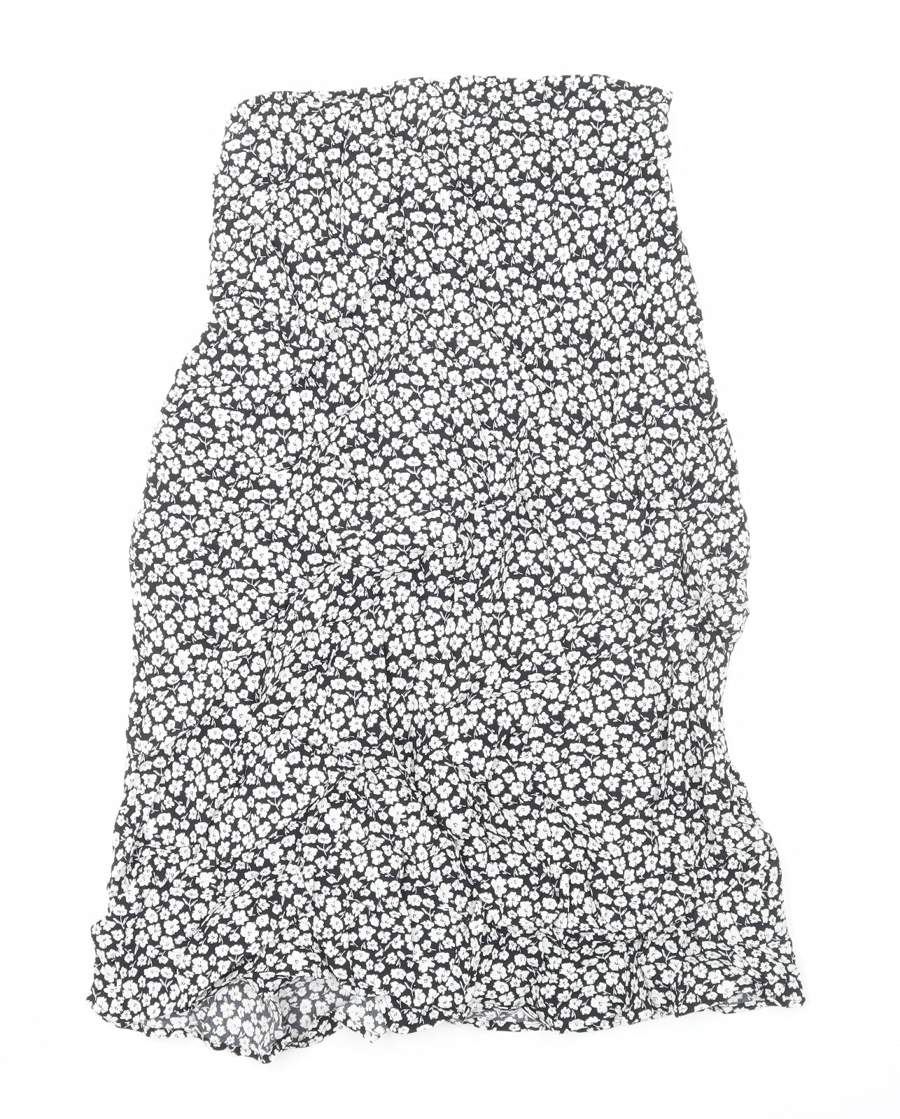 Marks and Spencer Womens Black Geometric Viscose A-Line Skirt Size 12 Zip