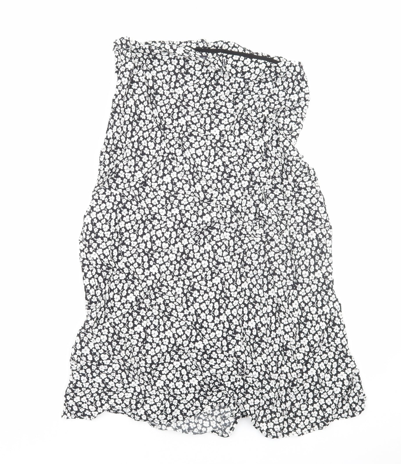 Marks and Spencer Womens Black Geometric Viscose A-Line Skirt Size 12 Zip