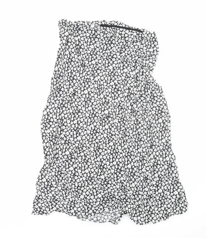 Marks and Spencer Womens Black Geometric Viscose A-Line Skirt Size 12 Zip
