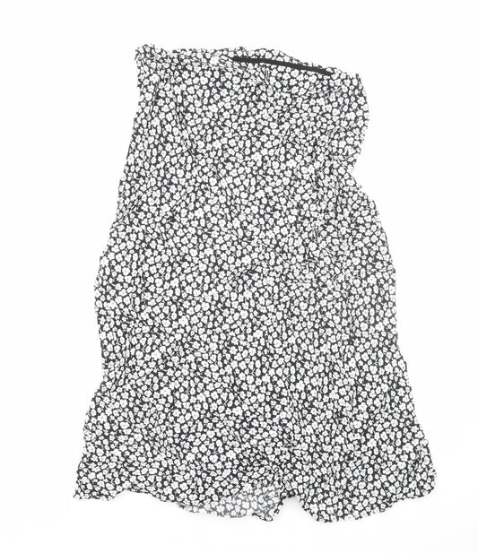 Marks and Spencer Womens Black Geometric Viscose A-Line Skirt Size 12 Zip