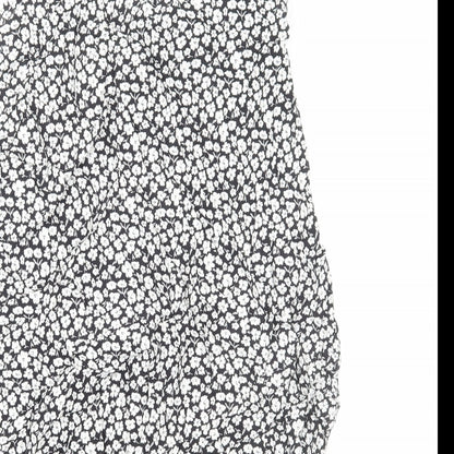 Marks and Spencer Womens Black Geometric Viscose A-Line Skirt Size 12 Zip