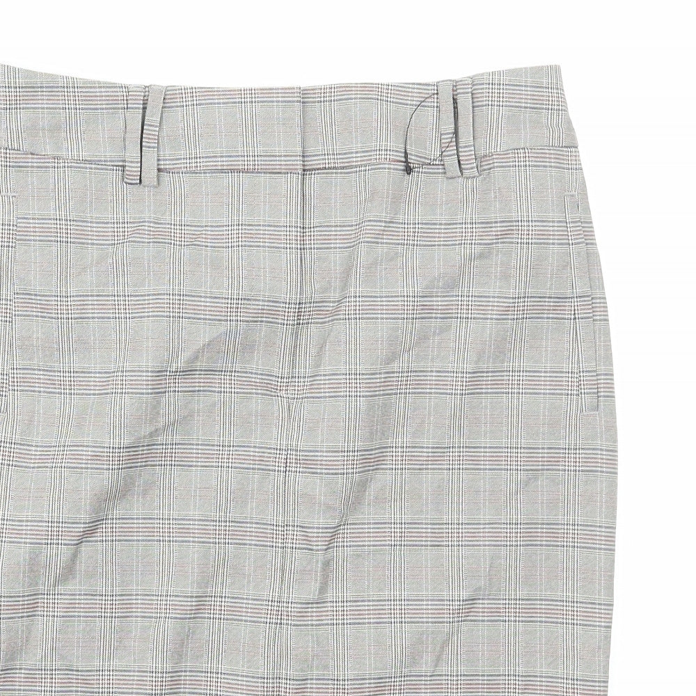Marks and Spencer Womens Grey Plaid Viscose Straight & Pencil Skirt Size 12 Zip