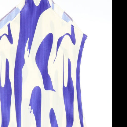 SheIn Womens Blue Geometric Polyester Mini Size M Halter Pullover