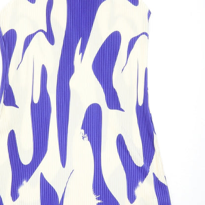 SheIn Womens Blue Geometric Polyester Mini Size M Halter Pullover