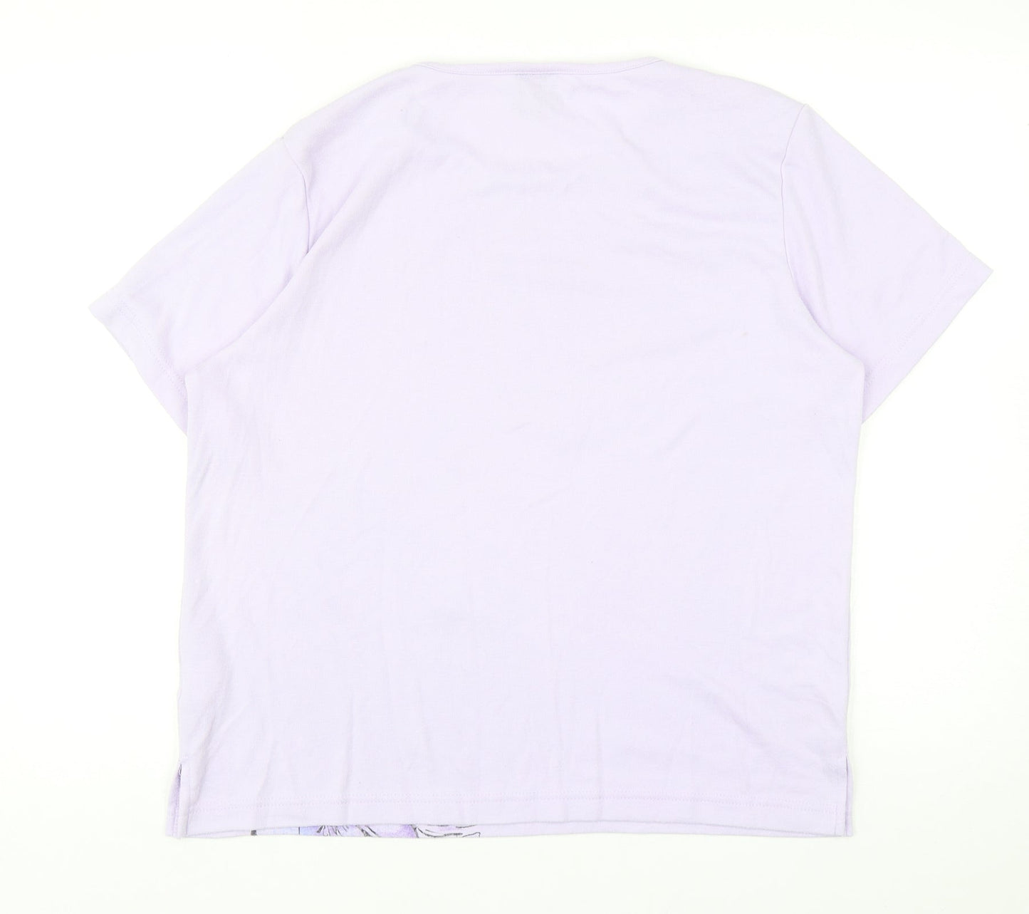 Avant Garde Womens Purple Floral Cotton Basic T-Shirt Size M Crew Neck
