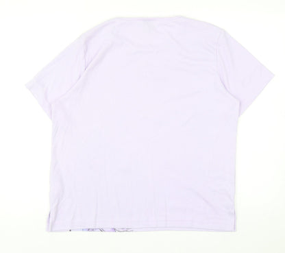 Avant Garde Womens Purple Floral Cotton Basic T-Shirt Size M Crew Neck