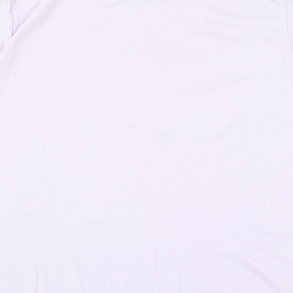 Avant Garde Womens Purple Floral Cotton Basic T-Shirt Size M Crew Neck