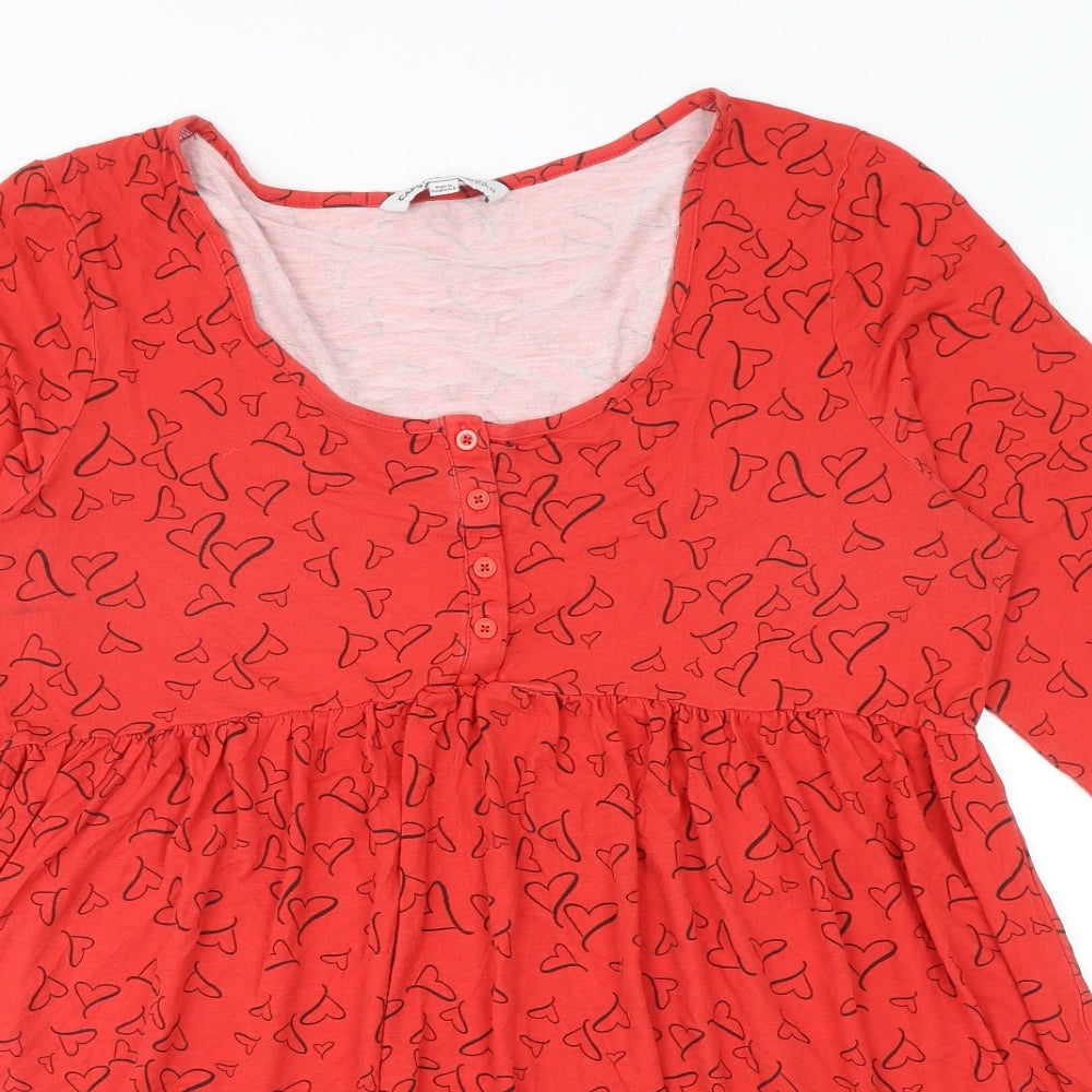 Capsule Womens Red Geometric Viscose Basic Blouse Size 18 Scoop Neck - Heart Print