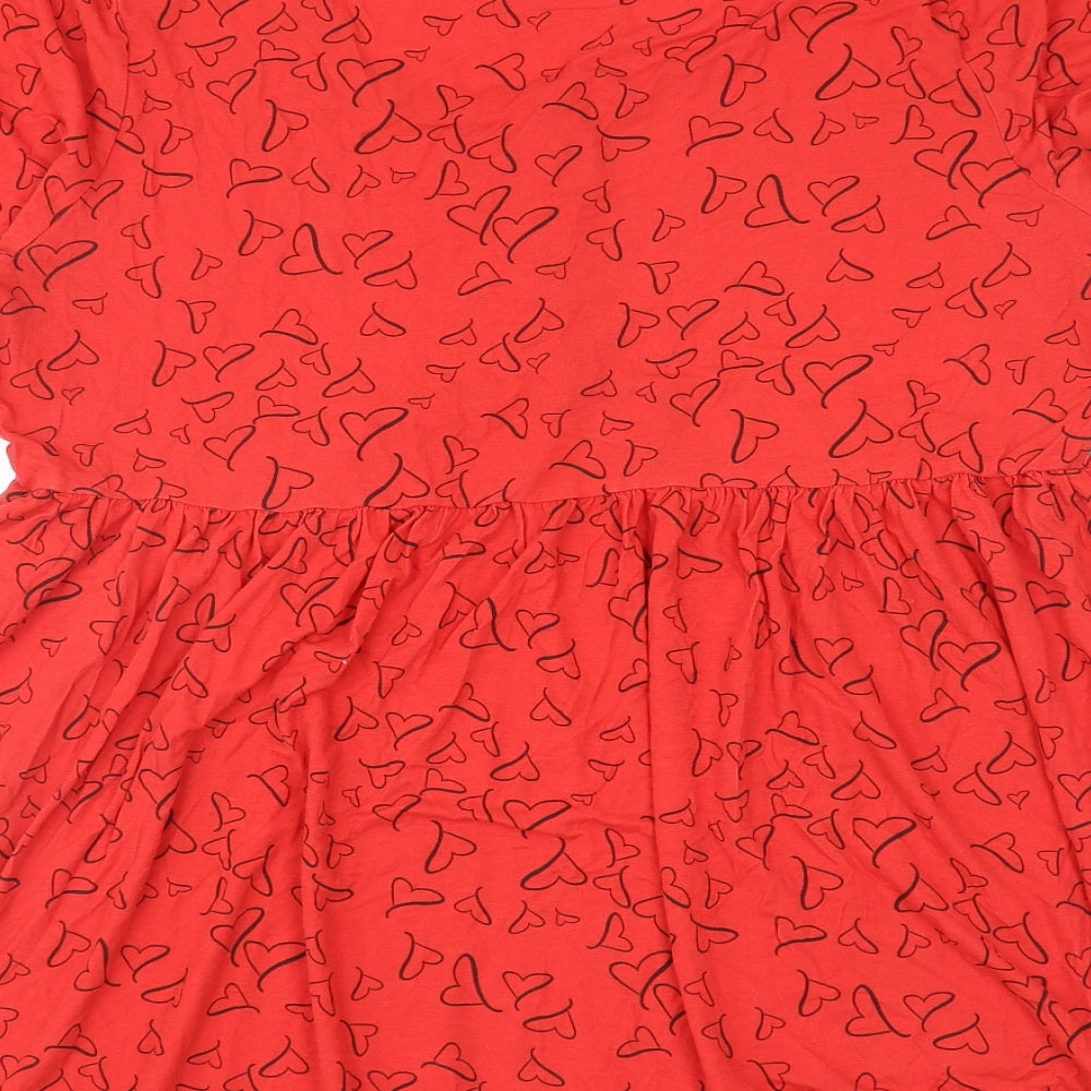 Capsule Womens Red Geometric Viscose Basic Blouse Size 18 Scoop Neck - Heart Print