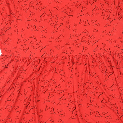 Capsule Womens Red Geometric Viscose Basic Blouse Size 18 Scoop Neck - Heart Print