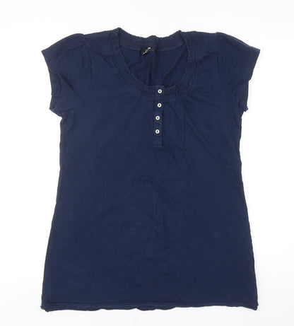 Papaya Womens Blue Cotton Basic T-Shirt Size 12 Round Neck