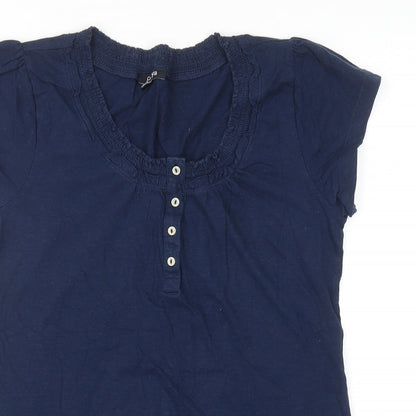 Papaya Womens Blue Cotton Basic T-Shirt Size 12 Round Neck