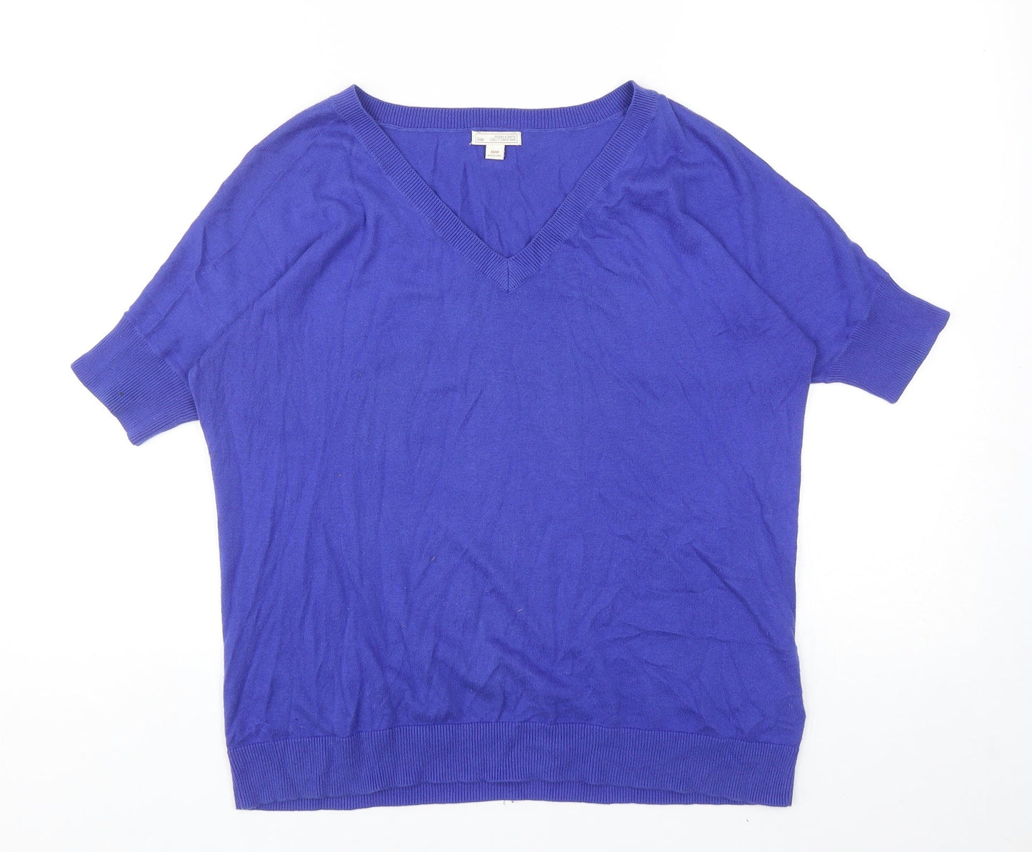 Gap Womens Blue V-Neck Cotton Pullover Jumper Size XS