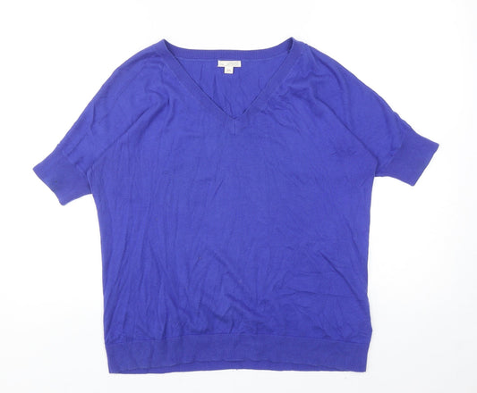 Gap Womens Blue V-Neck Cotton Pullover Jumper Size XS