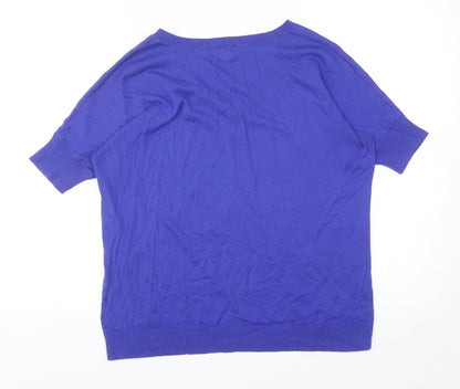 Gap Womens Blue V-Neck Cotton Pullover Jumper Size XS