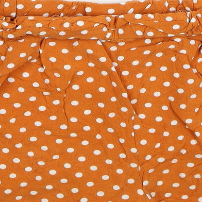 Primark Womens Orange Polka Dot Viscose Hot Pants Shorts Size 8 Regular Pull On